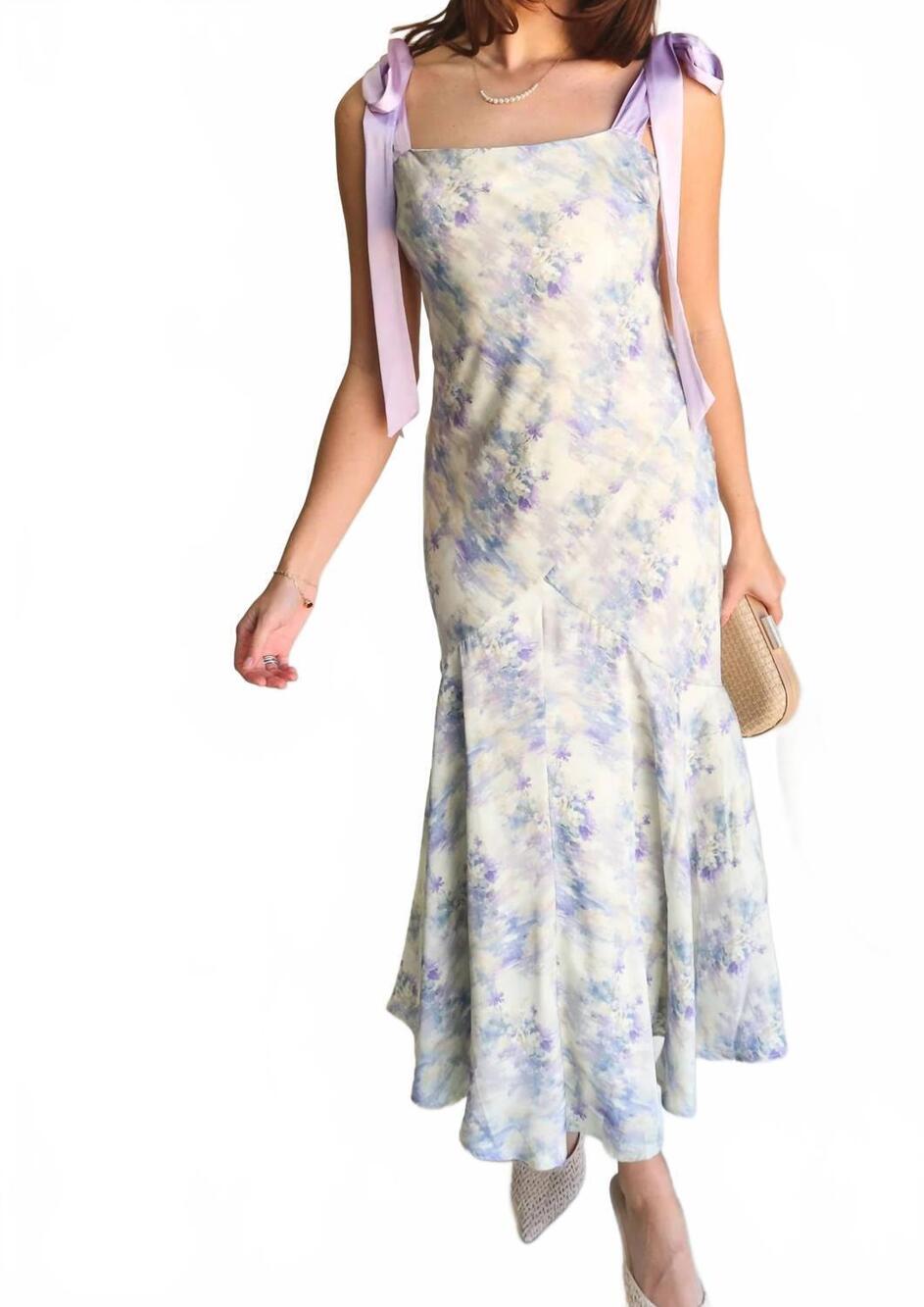NEW STORIA valerie floral midi dress in ivory purple